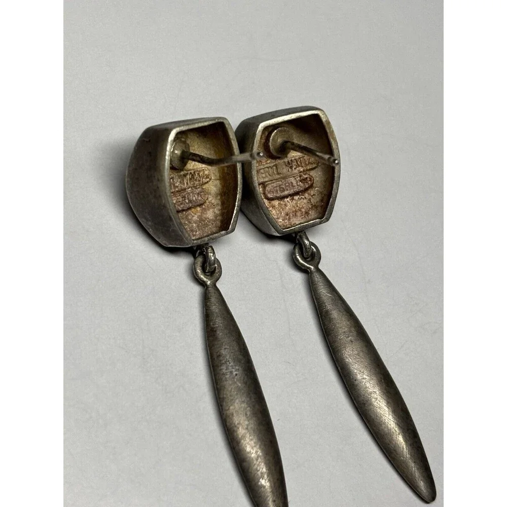 Designer Meryl Waitz Sterling Silver 925 Dangle Earrings Modernist Fine Jewelry